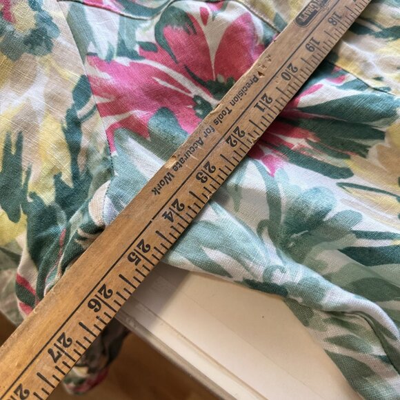 JM Collection Womans Top Plus Size 22W Floral Print Linen Button Up Tropical - Picture 5 of 8